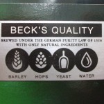 Locally-brewed Beck's Reinheitsgebot label