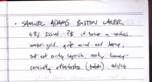 The inaugural diary entry, Sam Adam's Boston Lager