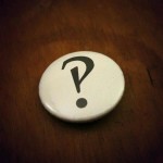 Interrobang badge (My house, somewhen in 2014)