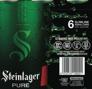 Steinlager Pure's new packaging (copyright presumably Lion / Kirin)