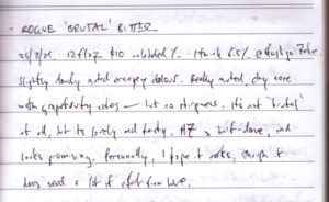 Handwritten notes about Rogue 'Brutal' Bitter, transcribed in the main text of the post